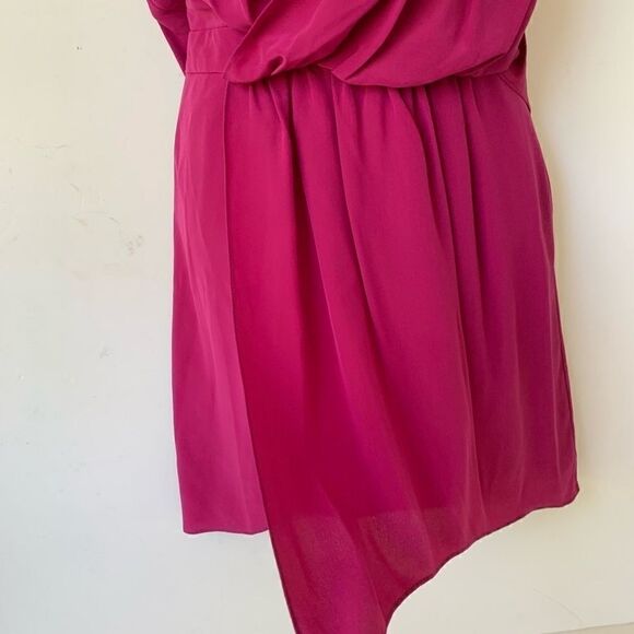 ELIZABETH AND JAMES FUSCHIA SILK FLOWY SHORT DRESS - Picture 9 of 12
